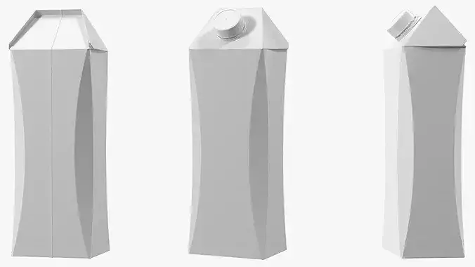 Multilayer Carton Beverage Package with Cap 3D model 7