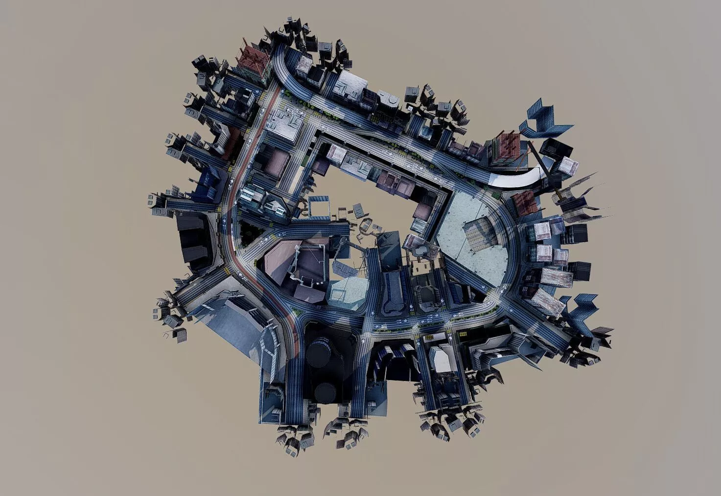 Low Poly 3D City Environment Low-poly 3D model