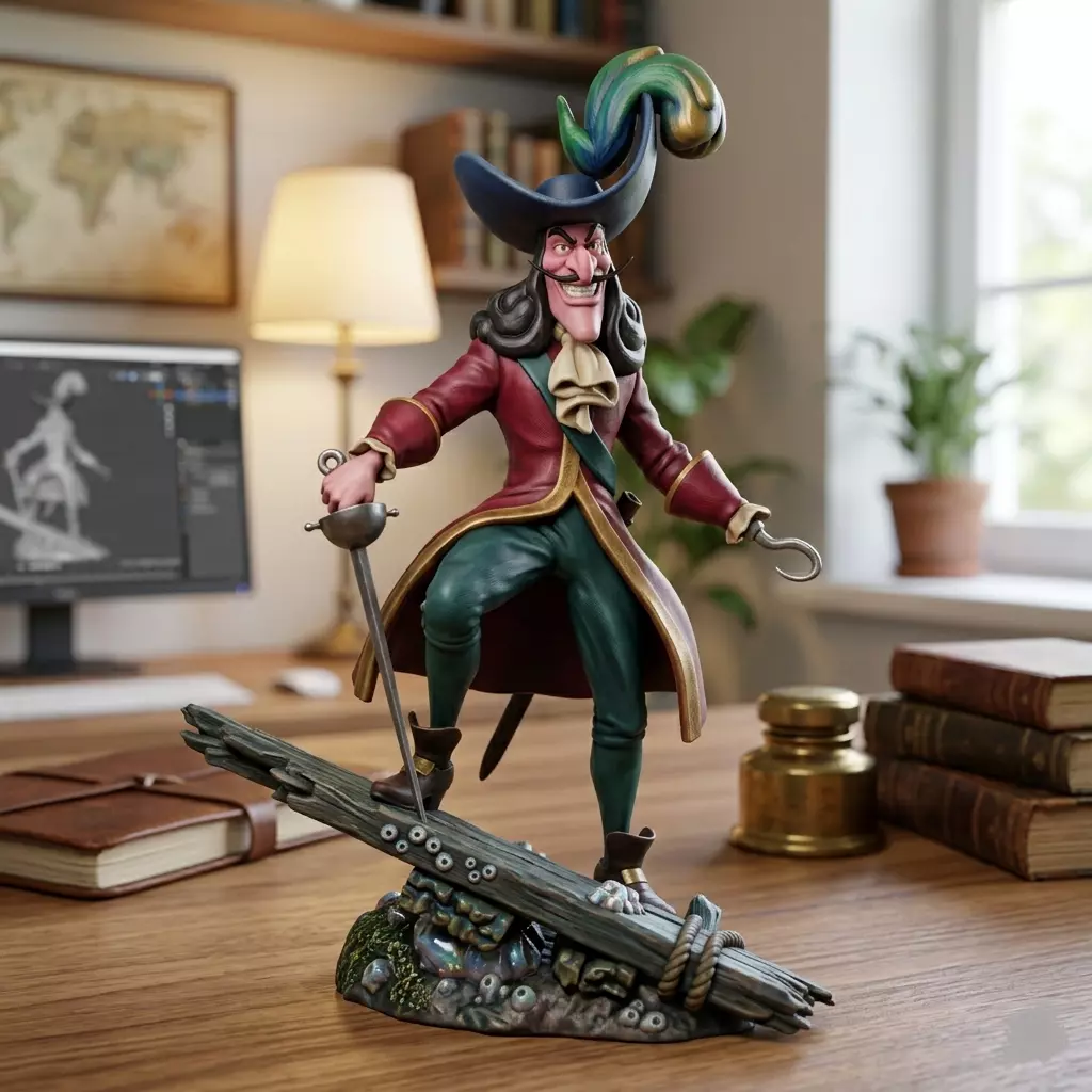 Captain Hook 3D Print STL File - Pirate Captain Miniature Figure 3D print model
