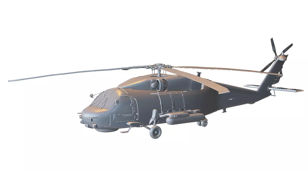 Black Hawk Military Helicopter Low-poly 3D model