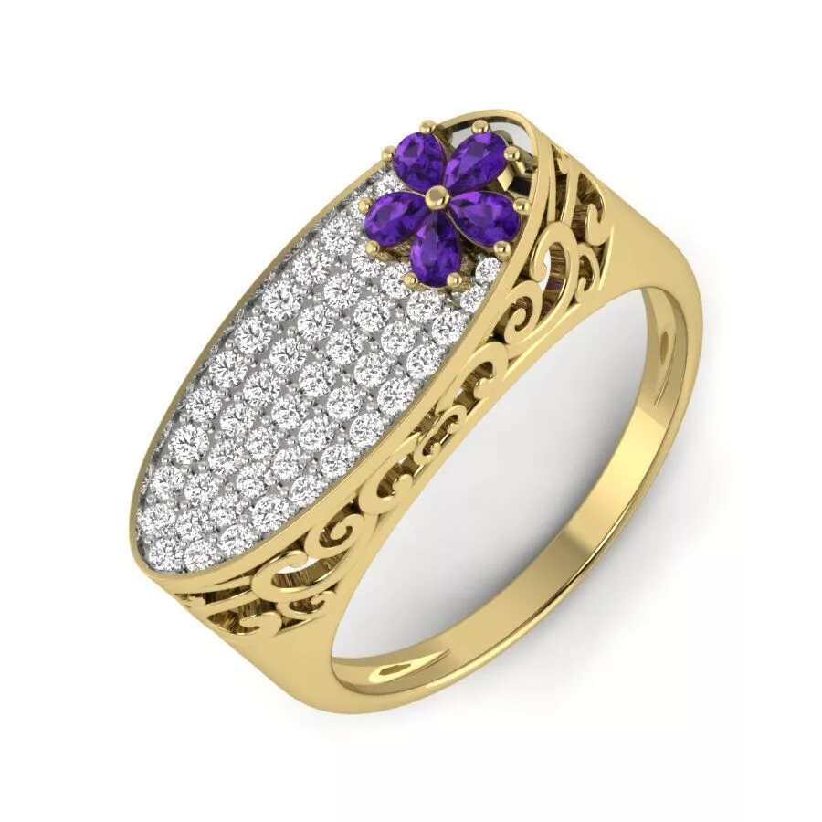 SILVER AND GOLD LADIES RING 3D print model