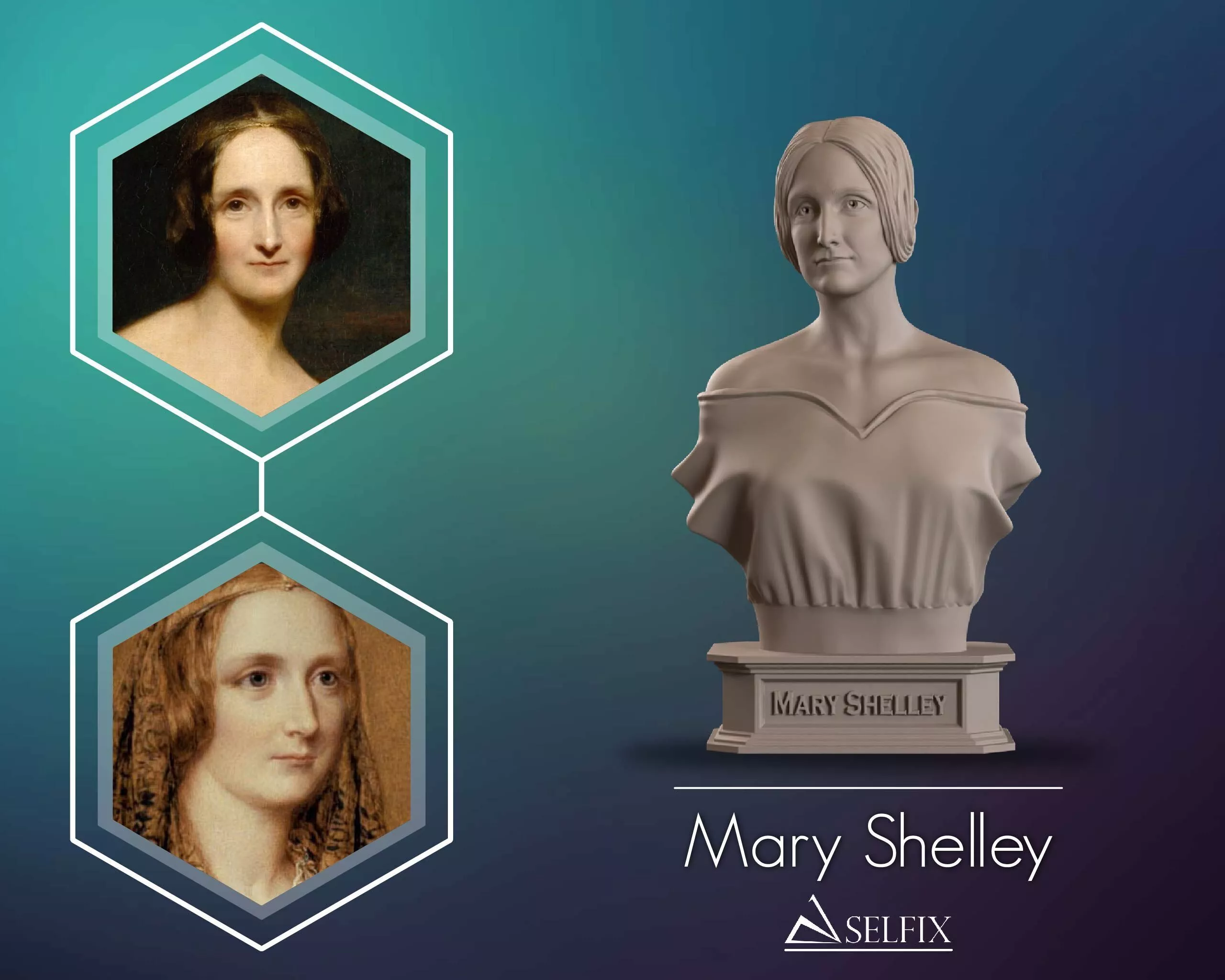 Mary Shelley Bust Sculpture 3D print model