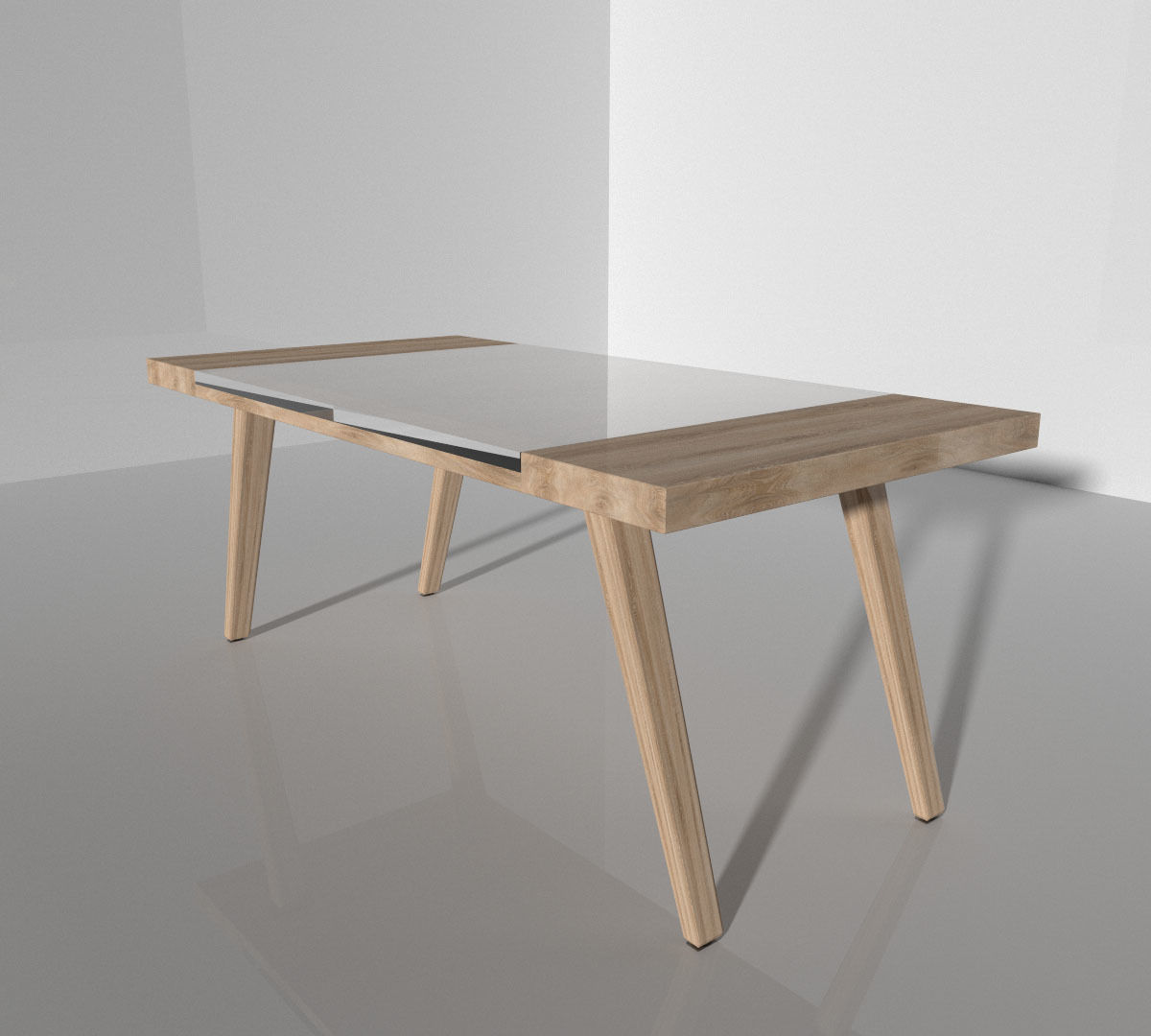 Table two wooden tables with glass top 3D model_1