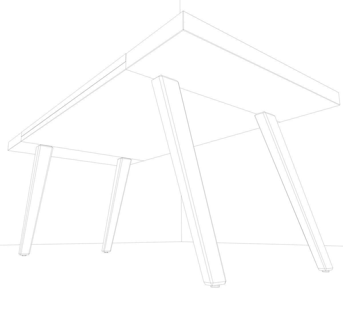 Table two wooden tables with glass top 3D model_4