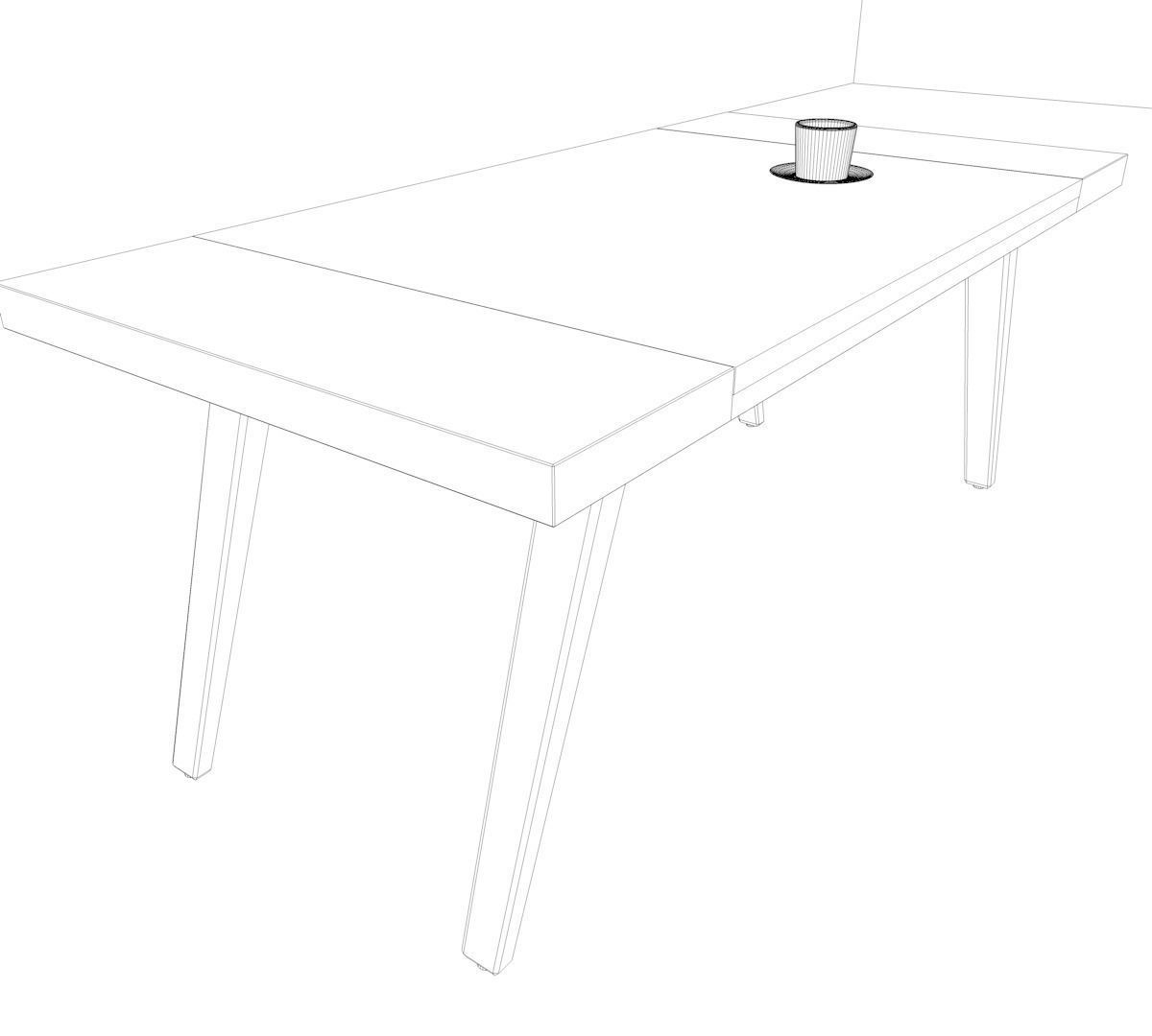 Table two wooden tables with glass top 3D model_3