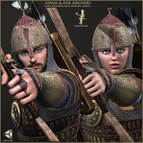 Adam And Eva Archers Low-poly 3D model