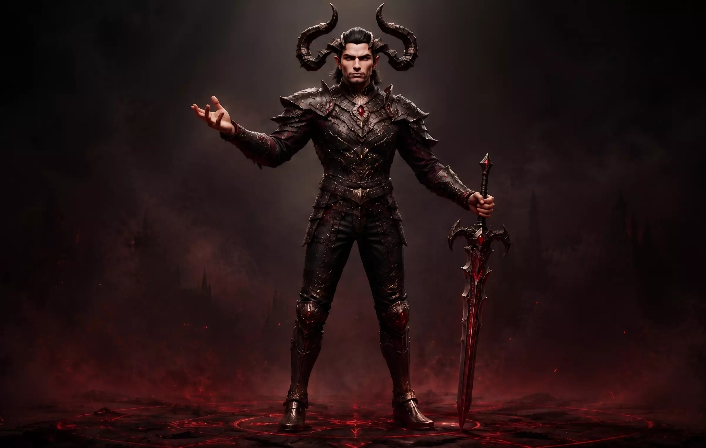 Male Demon Warrior Character With Sword - Game Ready Low-poly 3D model