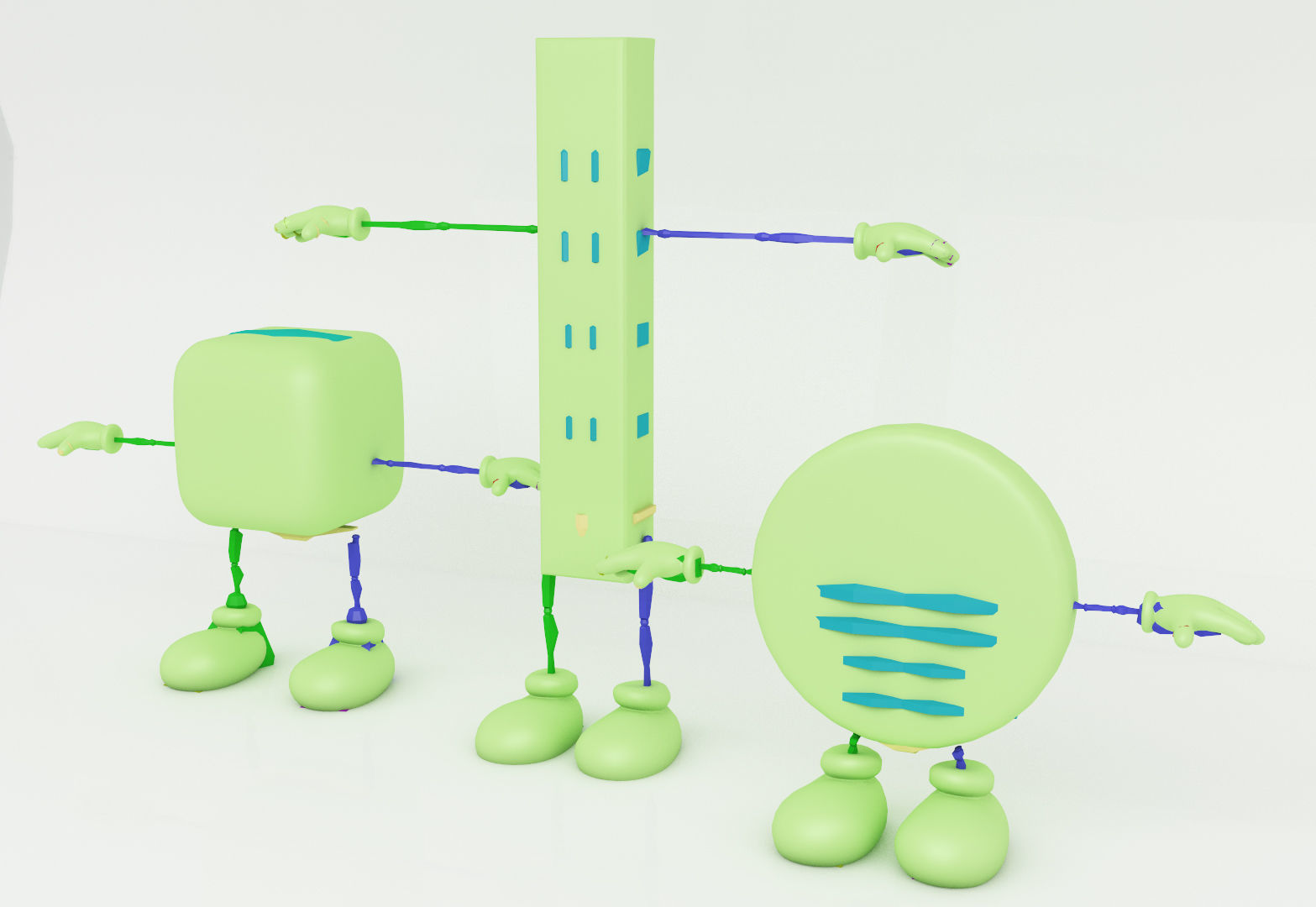 Humoristic Rigged Characters Low-poly 3D model_1