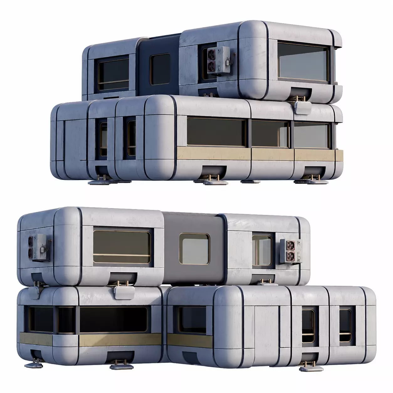 Futuristic Modular Container Building Sci-Fi Architecture Pack 3D model ...