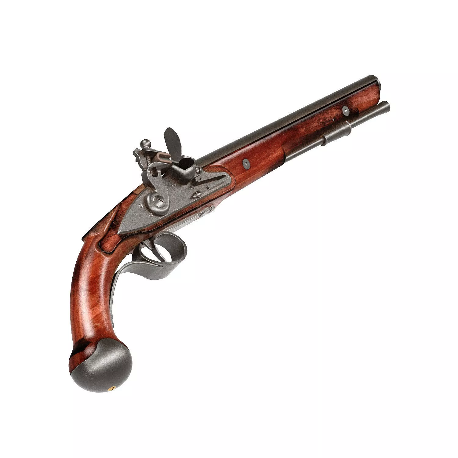 C1760 Flintlock Pistol with Inner Workings 3D model
