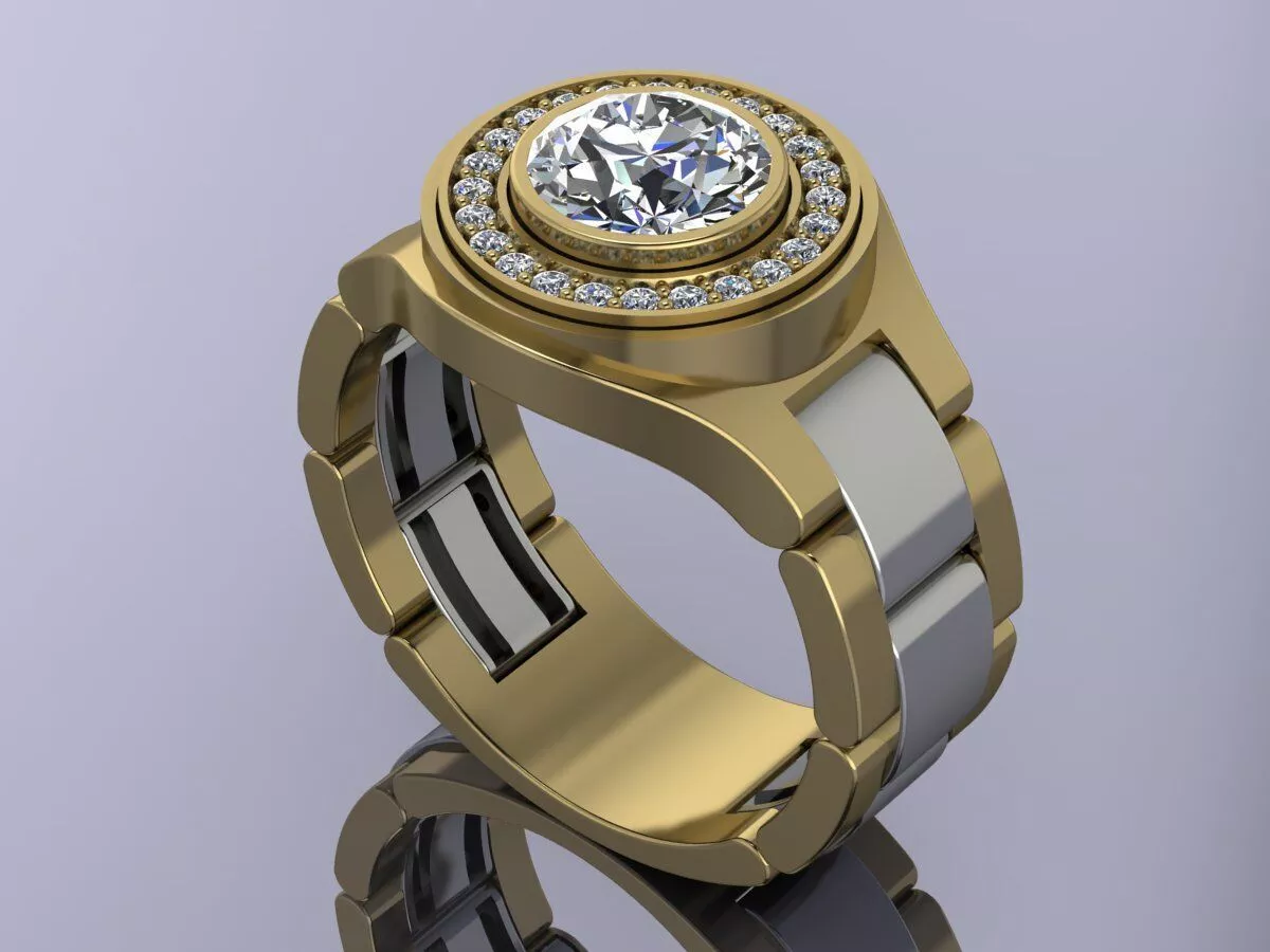 Mens Rolex Ring Jewelry Gold Luxury 3D print model
