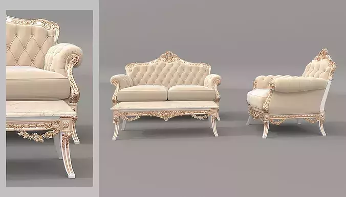 Royal Classic Living Room Set 8 3D model 5