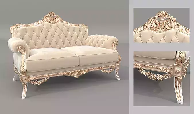 Royal Classic Living Room Set 8 3D model 7
