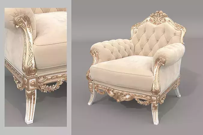 Royal Classic Living Room Set 8 3D model 6