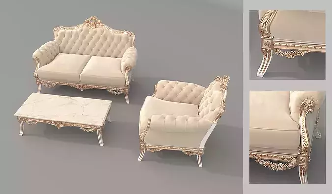 Royal Classic Living Room Set 8 3D model 3