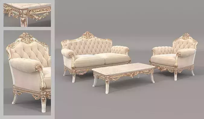 Royal Classic Living Room Set 8 3D model