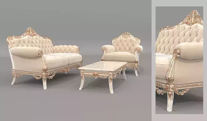 Royal Classic Living Room Set 8 3D model 4