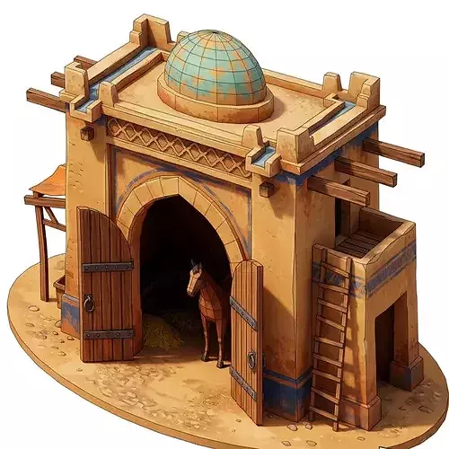 Desert Horse Stable 3D Model