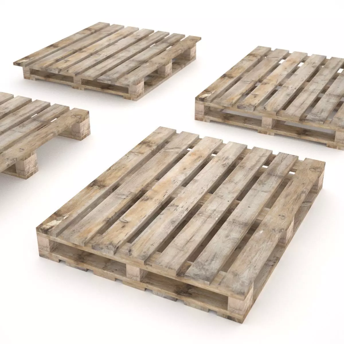 European wood pallet - 01 Low-poly 3D model_0
