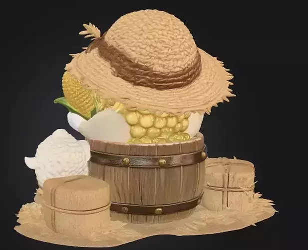 Cute Kawaii Corn Farmer Game Ready PBR Asset 3D model 3