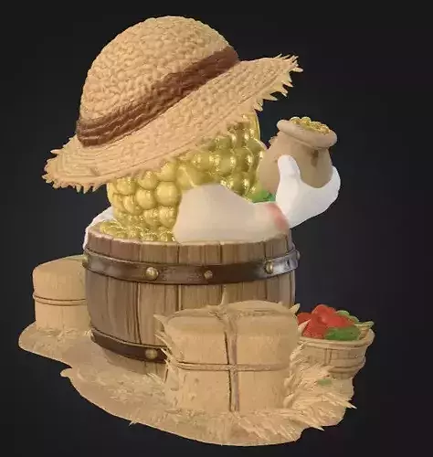 Cute Kawaii Corn Farmer Game Ready PBR Asset 3D model 4