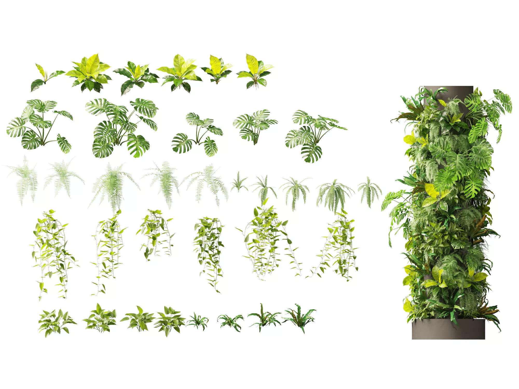 Vertical Garden - Tropical Spiral Column Green Wall 3D model