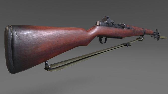 Garand M1 with bayonet lowpoly Low-poly 3D model