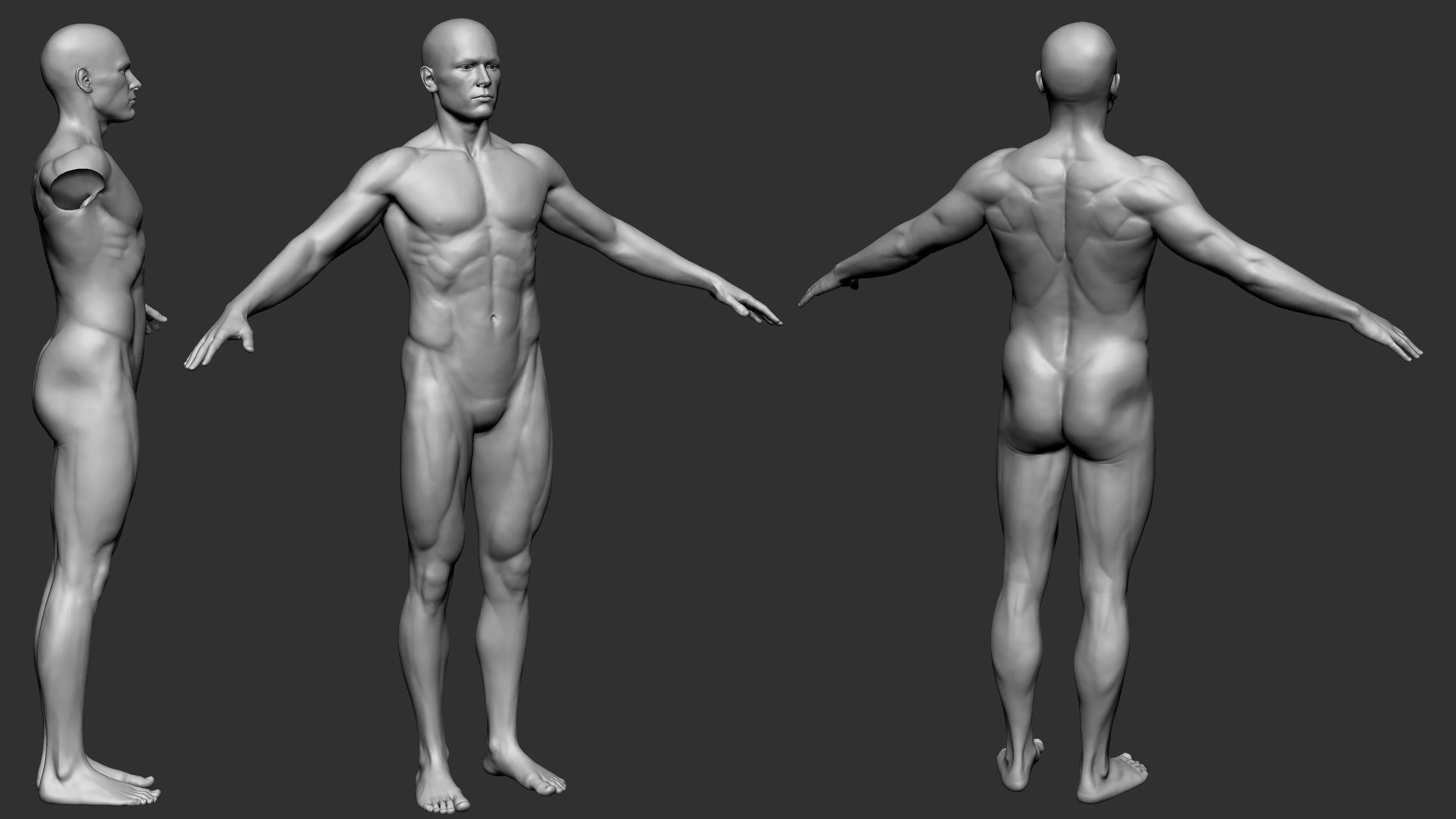 Realistic Muscular Male Superhero Basemesh Low-poly 3D model