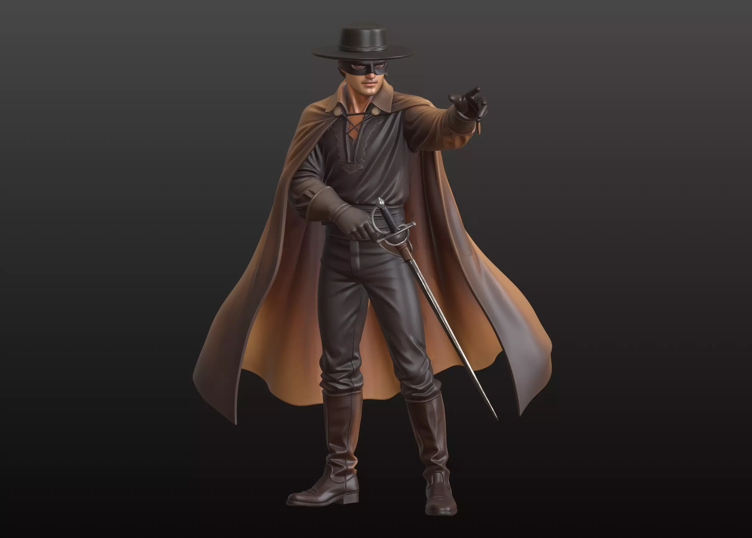 Masked Hero Figurine Zorro Inspired 3D print model