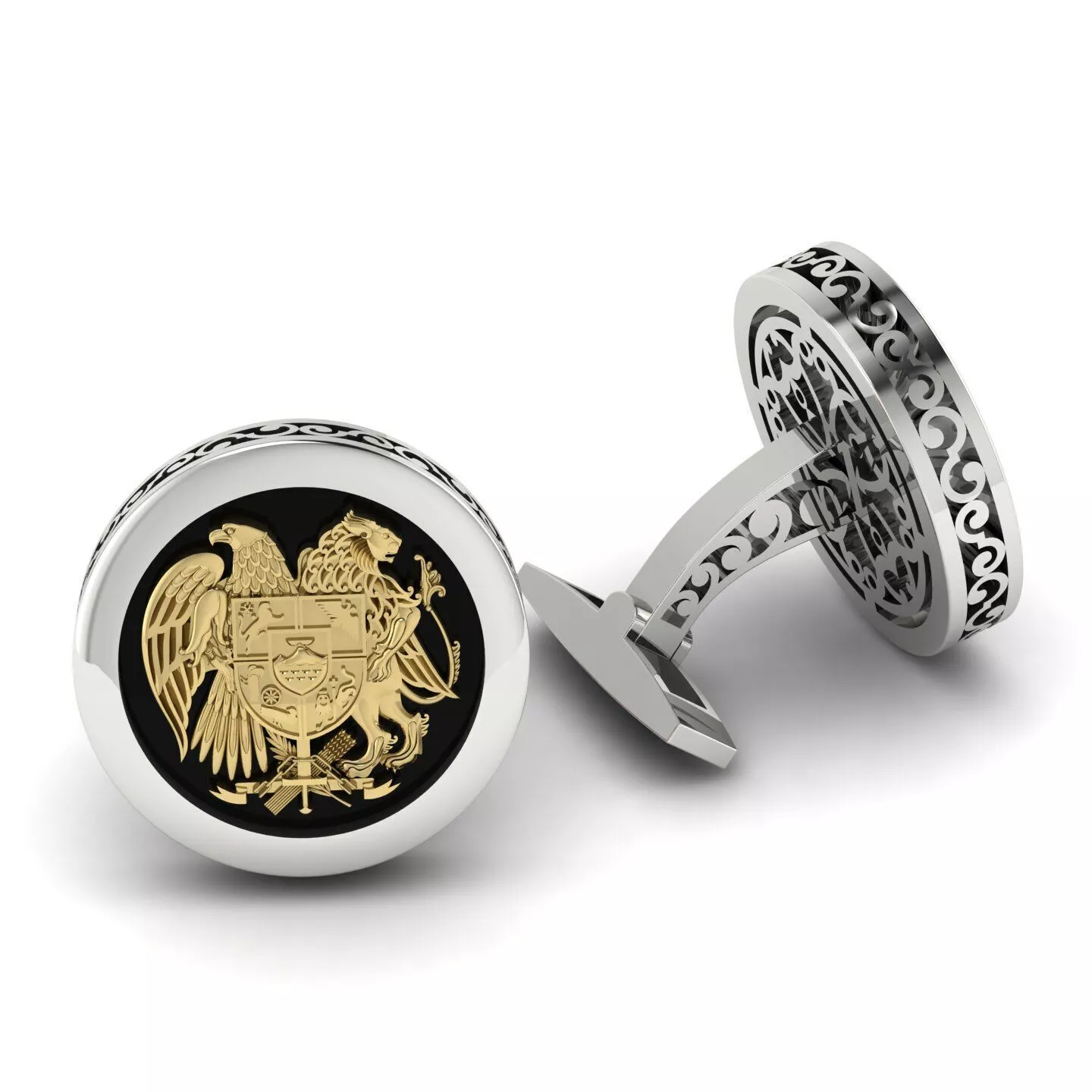 Luxury Cufflinks Armenian Coat of Arms Premium 3D Jewelry Model 3D print model