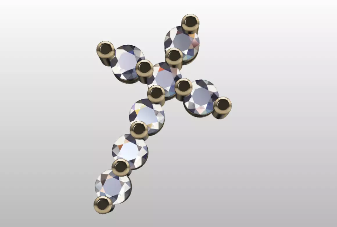 Diamond cross with 2mm diamonds Free 3D print model