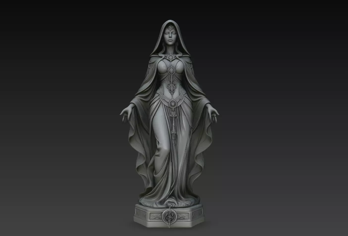 Moonveil Sorceress Statue STL 3D print model