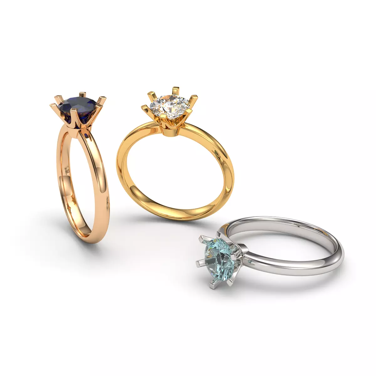 Classic 6 Prongs Solitaire Ring - 1ct Center Stone - US7 Eu 54 Free 3D print model