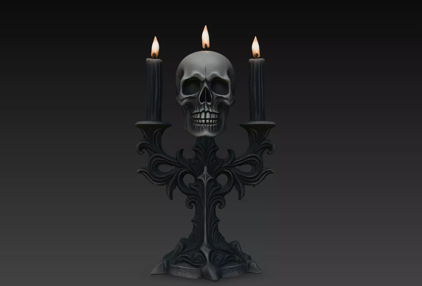 Necroflame Skull Candle Holder STL 3D print model