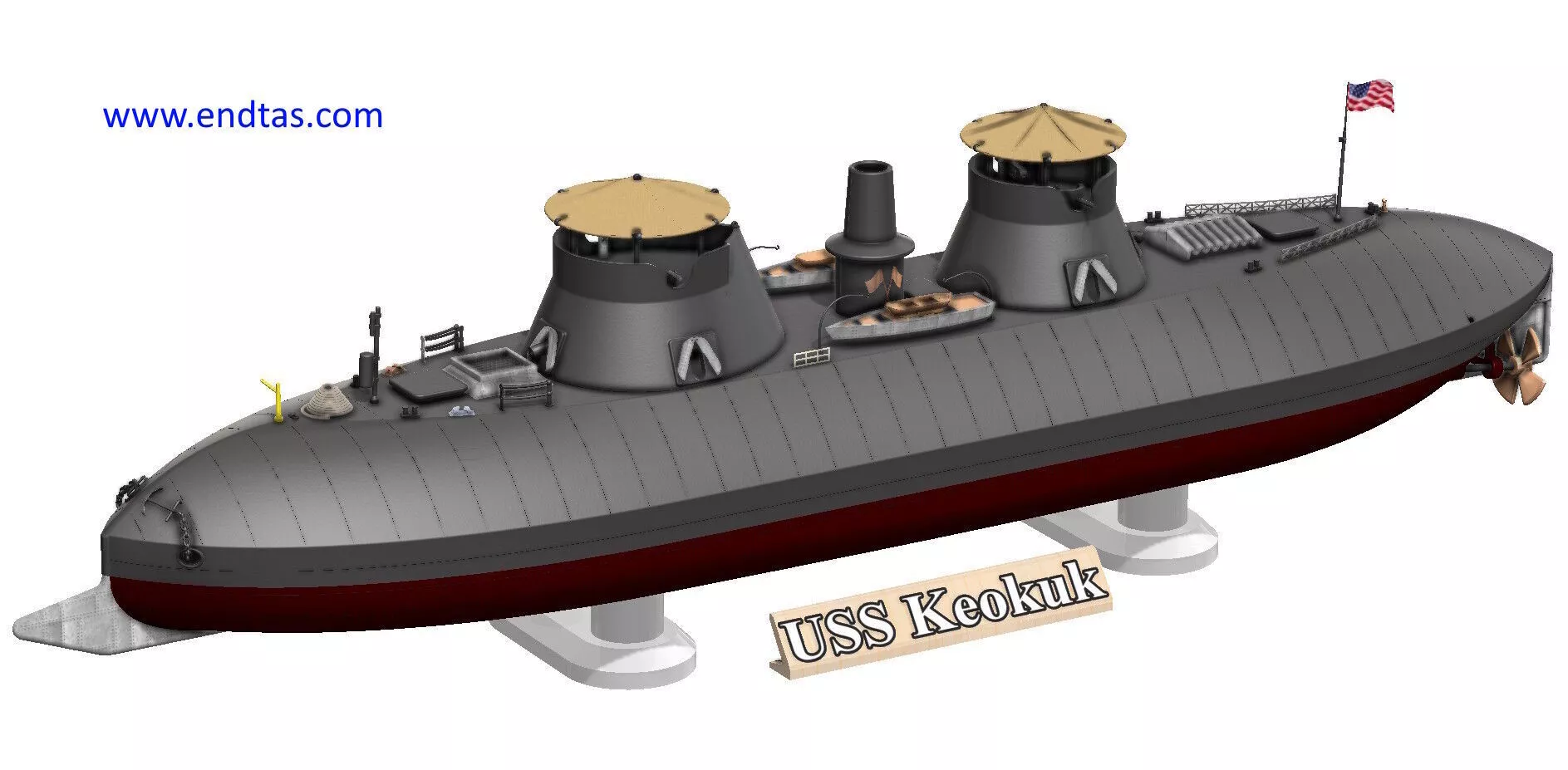 USS Keokuk Civil War Ironclad 3D print model