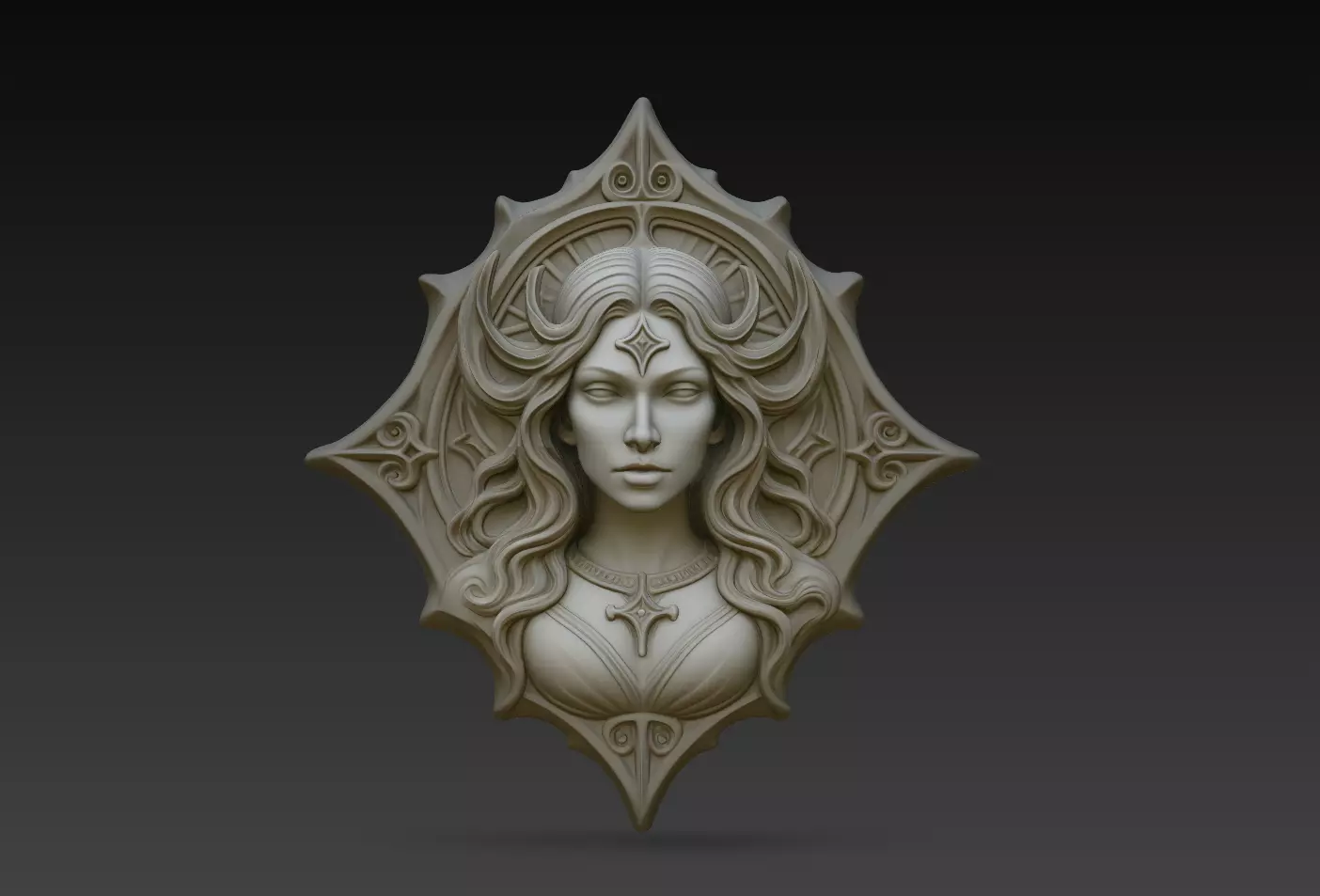 Celestial Queen Relief Sculpture STL 3D print model