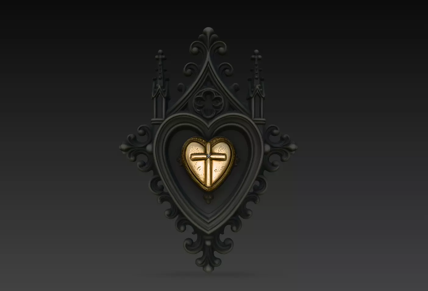 Cathedral Heart Cross Relic STL 3D print model