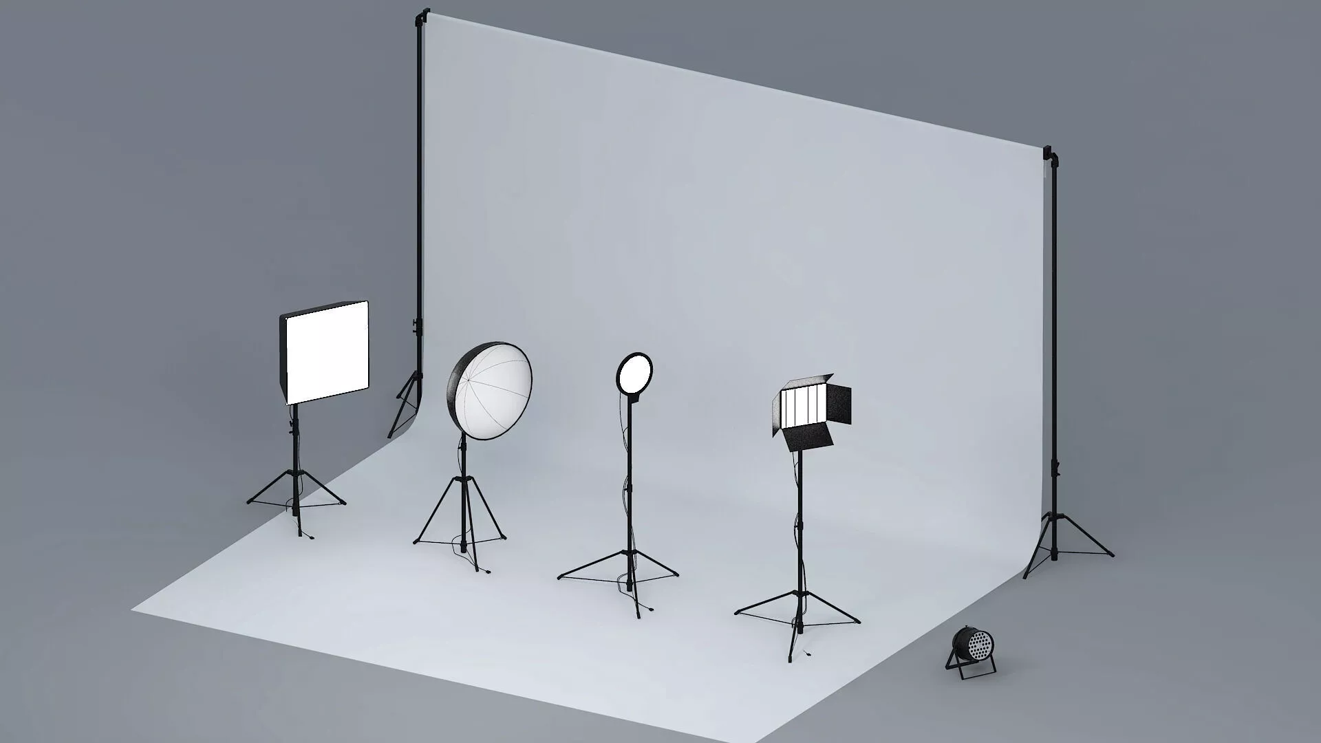 Photo Studio Softbox Light Set Low-poly 3D model