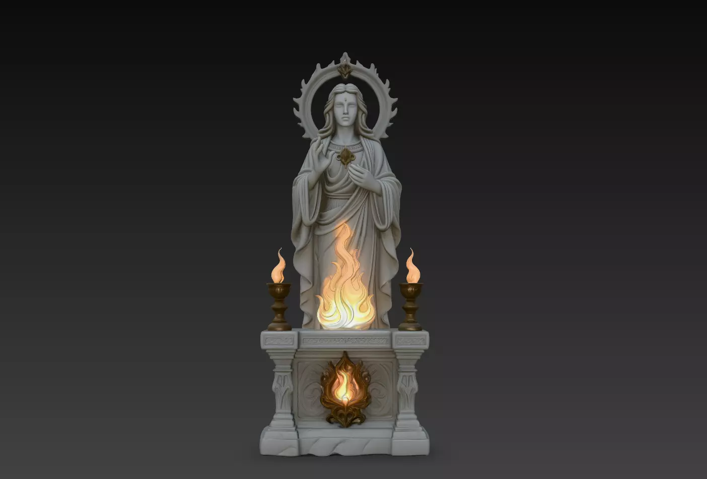 Sacred Flame Saint Altar STL 3D print model