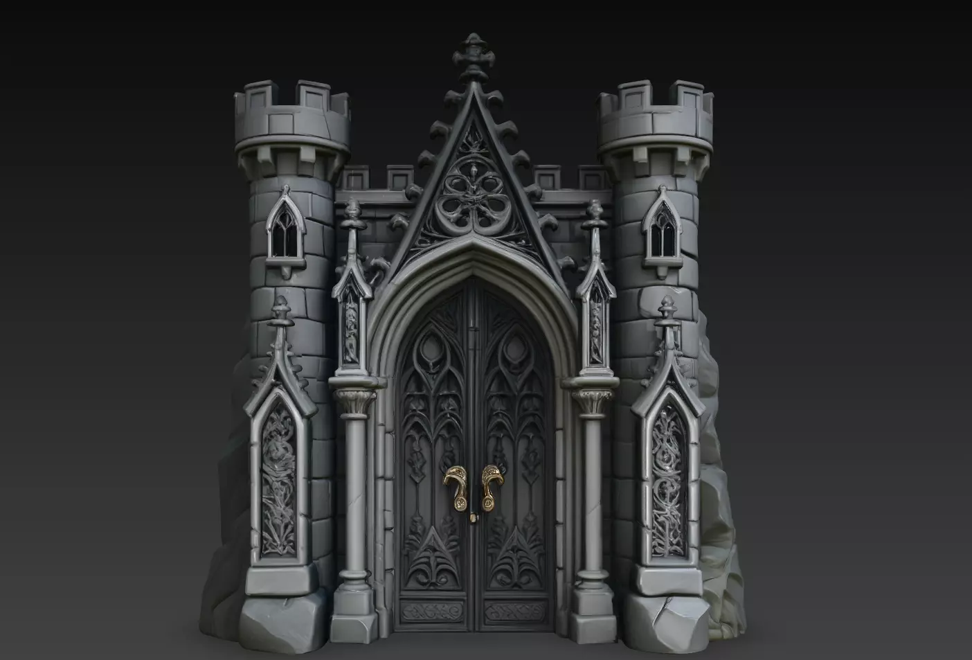 Gothic Cathedral Gate Entrance STL 3D print model