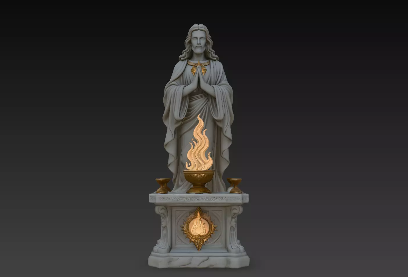 Sacred Prayer Flame Altar STL 3D print model