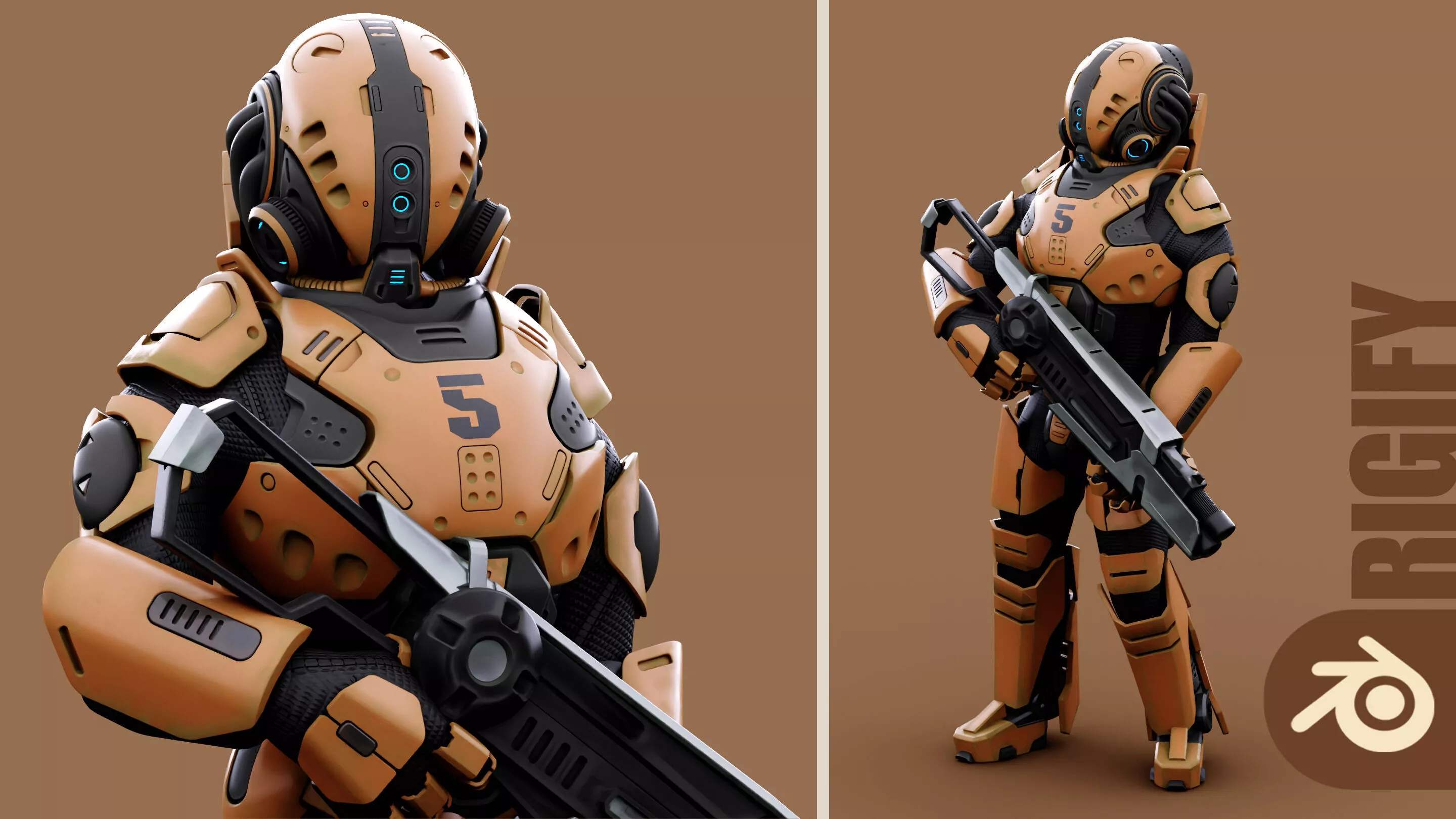 CYBORG SOLDIER RX-1500 RIGGED Free 3D model