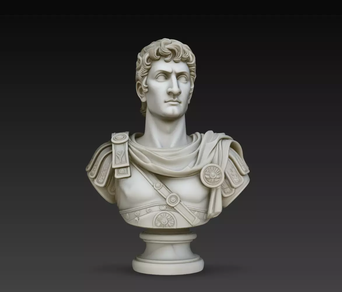 Roman Emperor Marble Armor Bust Statue STL Print Model 3D print model
