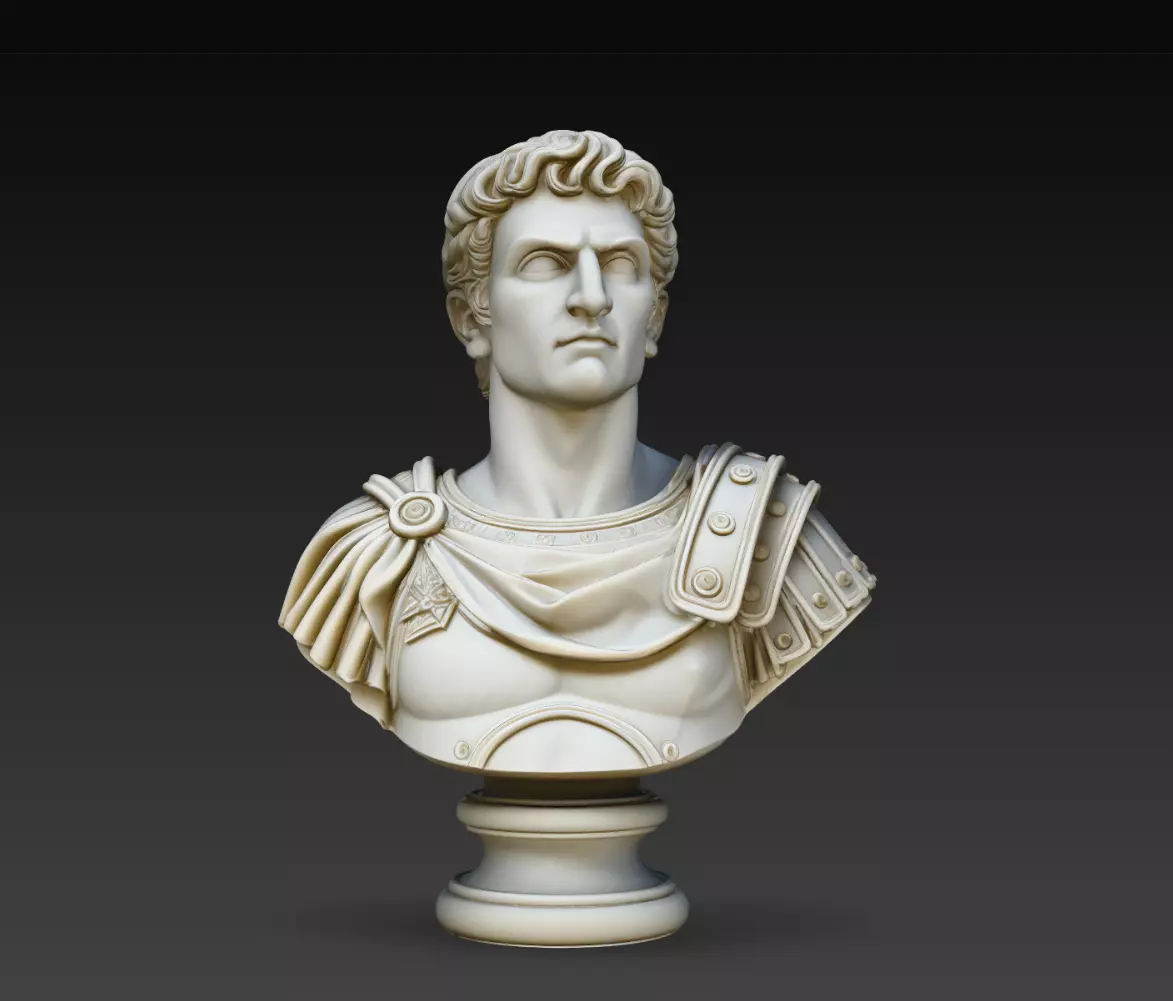 Roman Emperor Military Armor Bust Statue STL Model 3D print model