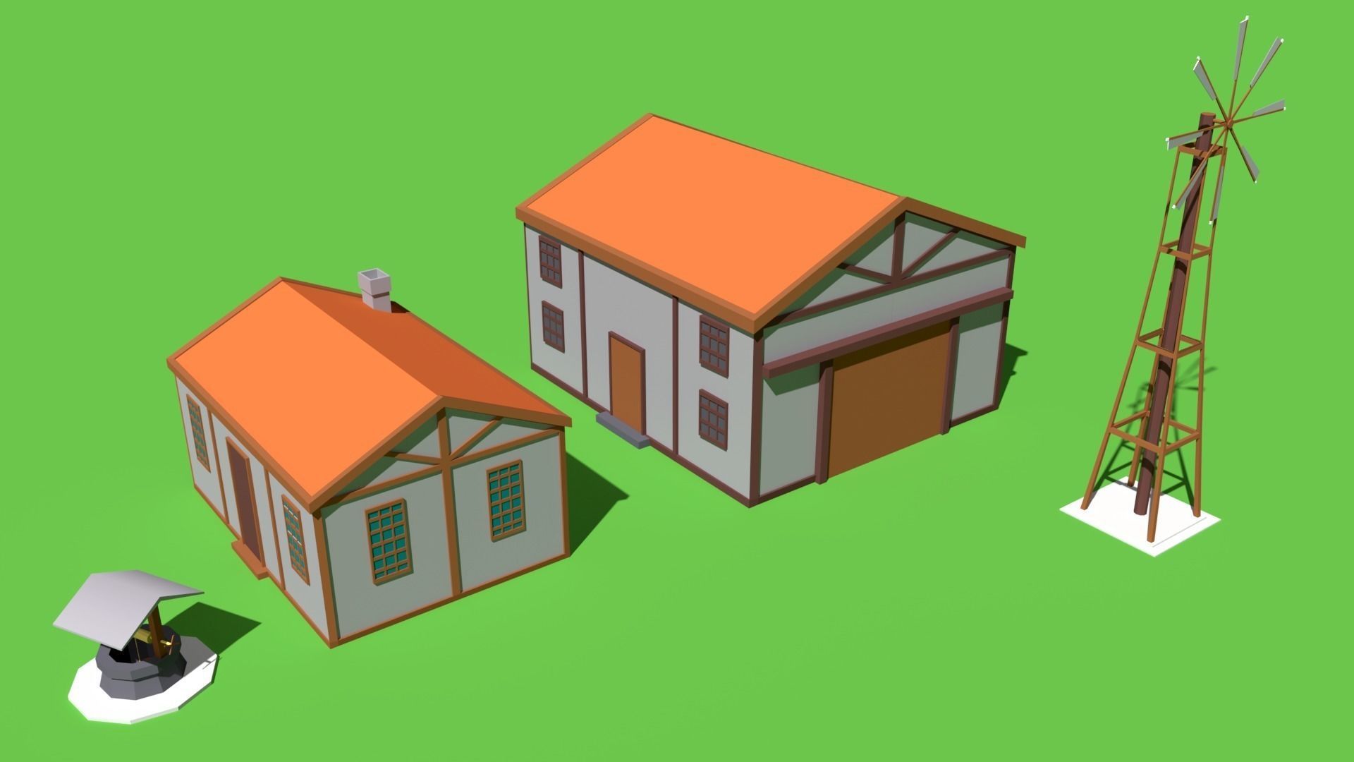 Simple Poly Farm Low-poly 3D model_20