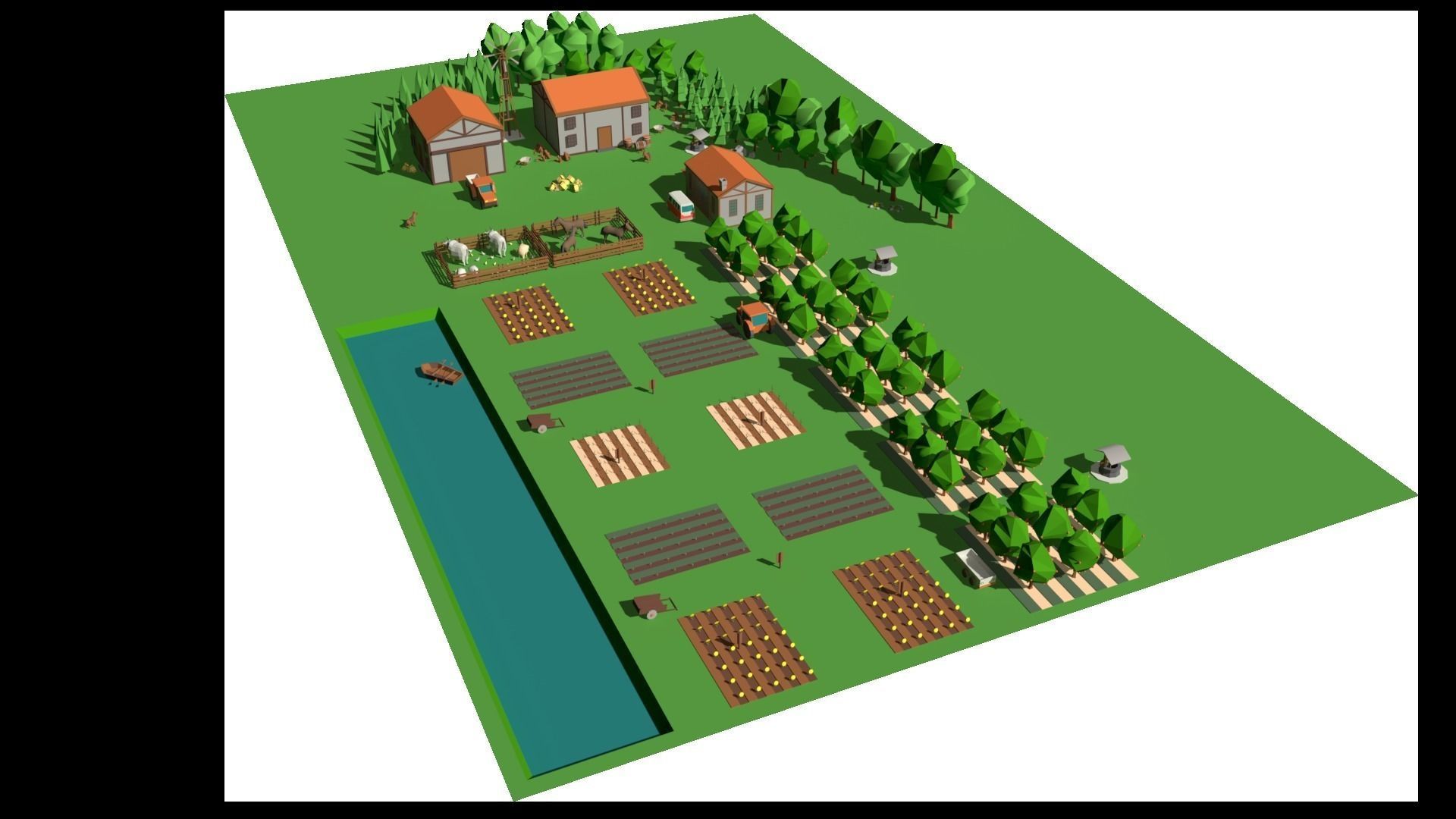 Simple Poly Farm Low-poly 3D model_12