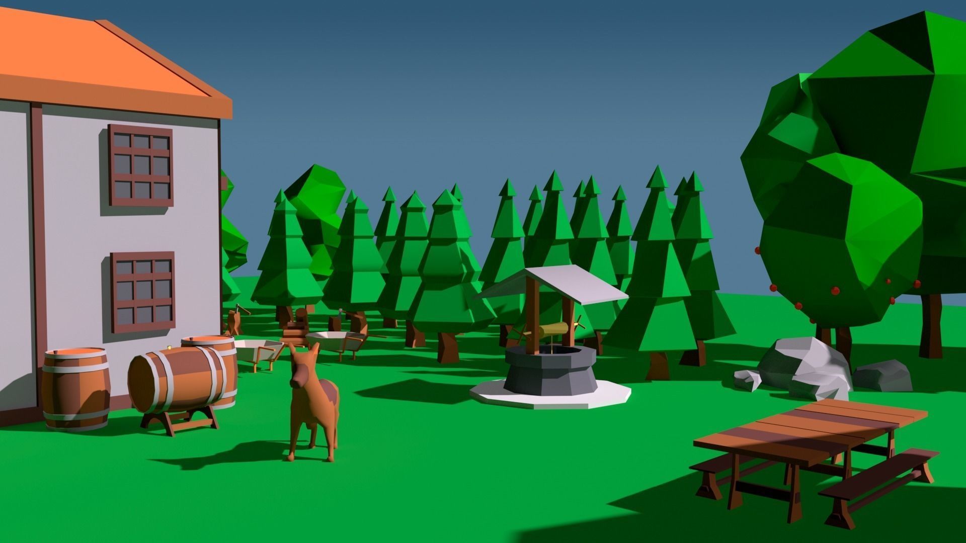 Simple Poly Farm Low-poly 3D model_1
