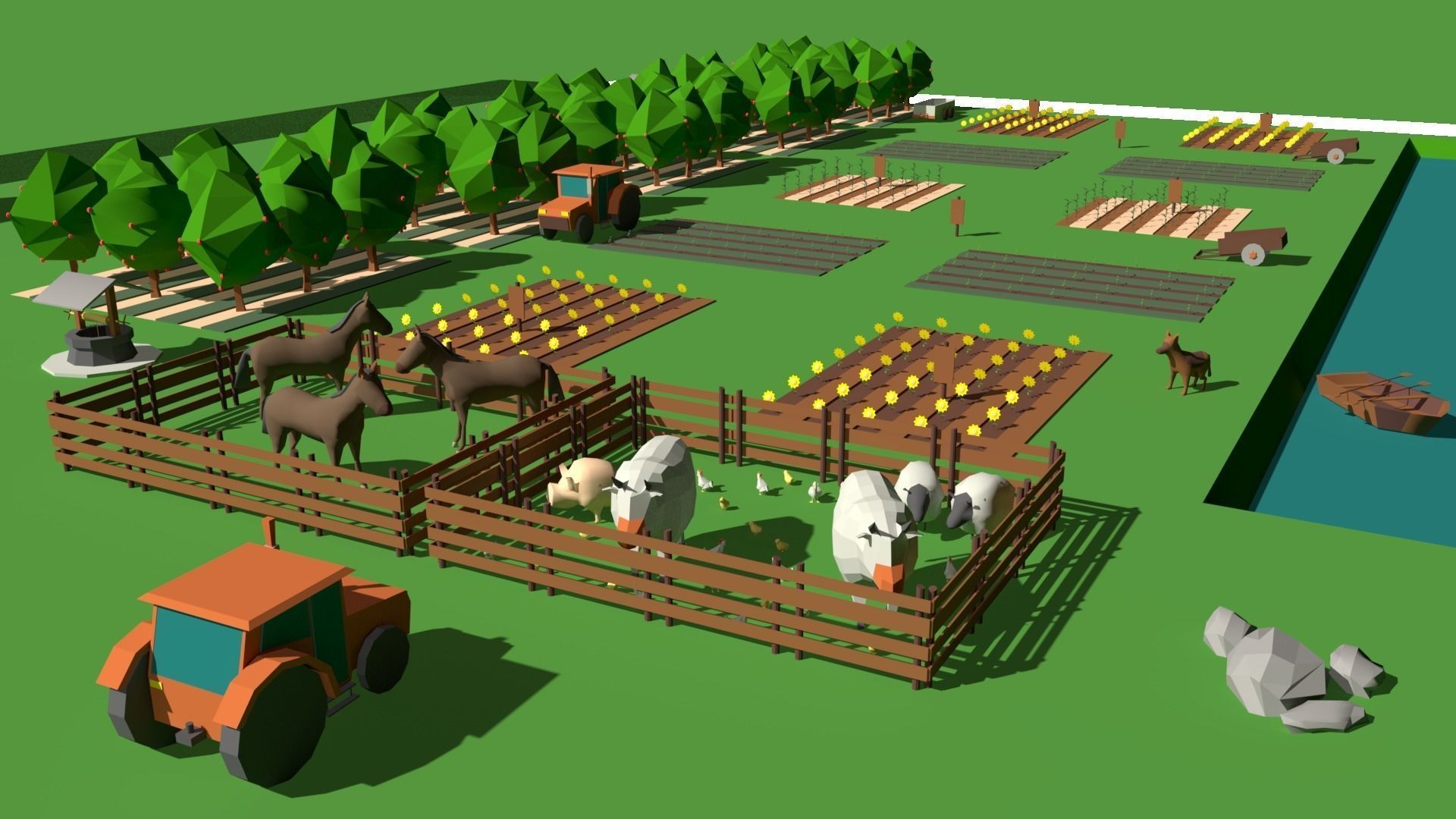 Simple Poly Farm Low-poly 3D model_11