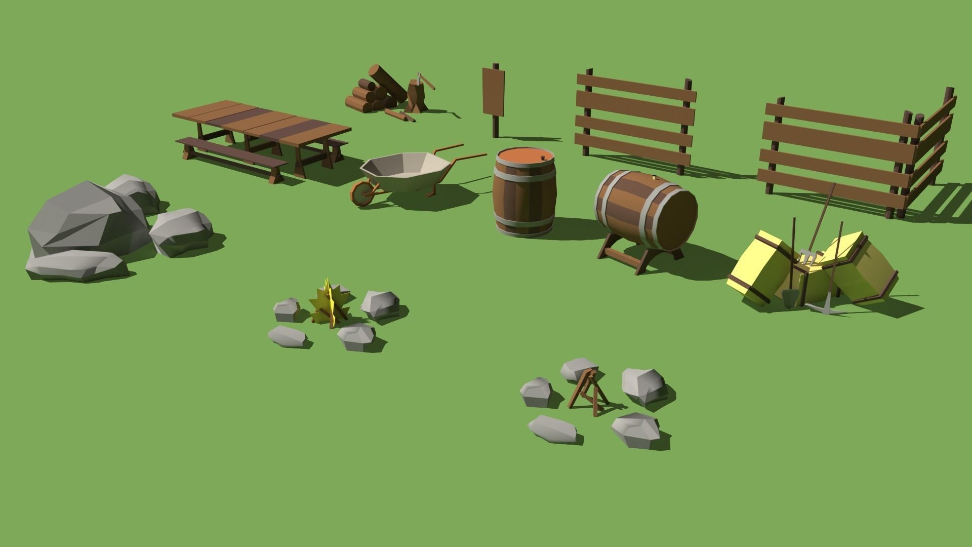 Simple Poly Farm Low-poly 3D model_16