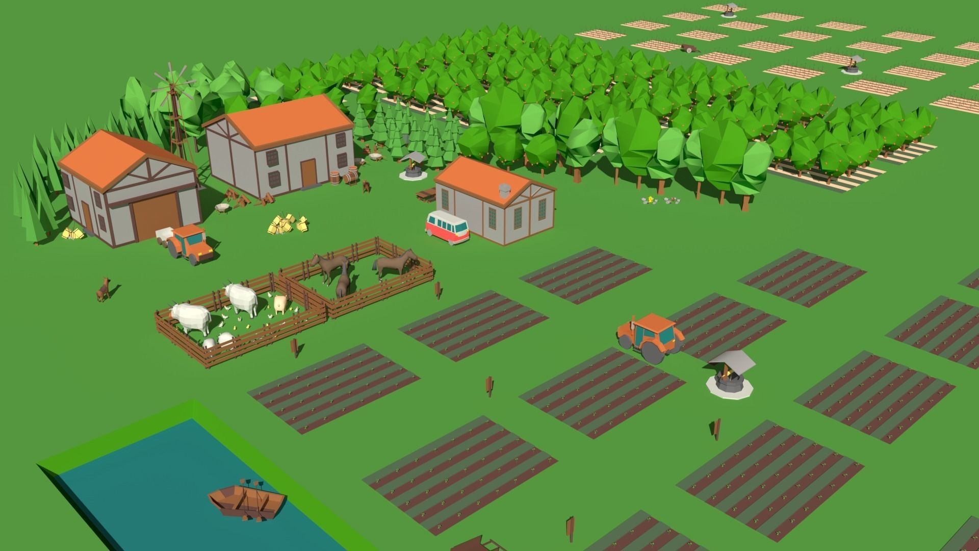Simple Poly Farm Low-poly 3D model_2